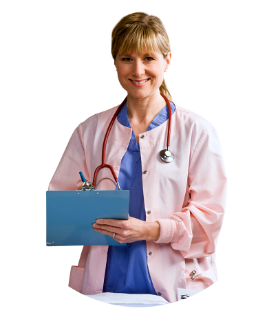 Nurse wearing a pink uniform